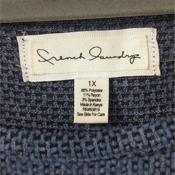 French Connection Plus 1X Blue Waffle Knit Tunic Top Shirt Long Comfy Warm - Picture 4 of 5